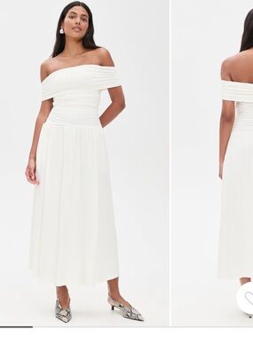 NIA Tammy Off-Shoulder White Maxi Dress